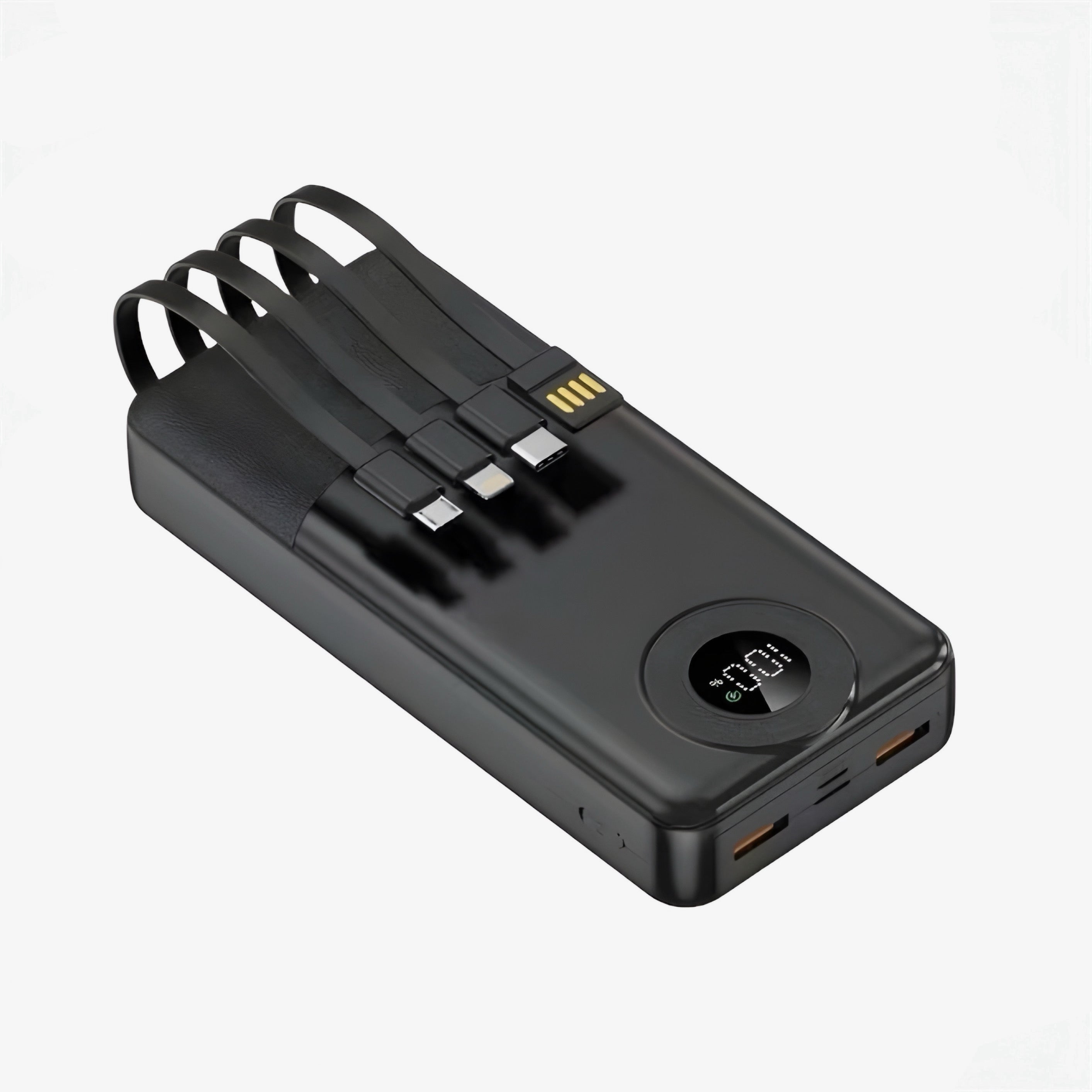 Batterie Externe - Hinne | 10 000 mAh - Universelle + Câbles intégrés ( Blanc )