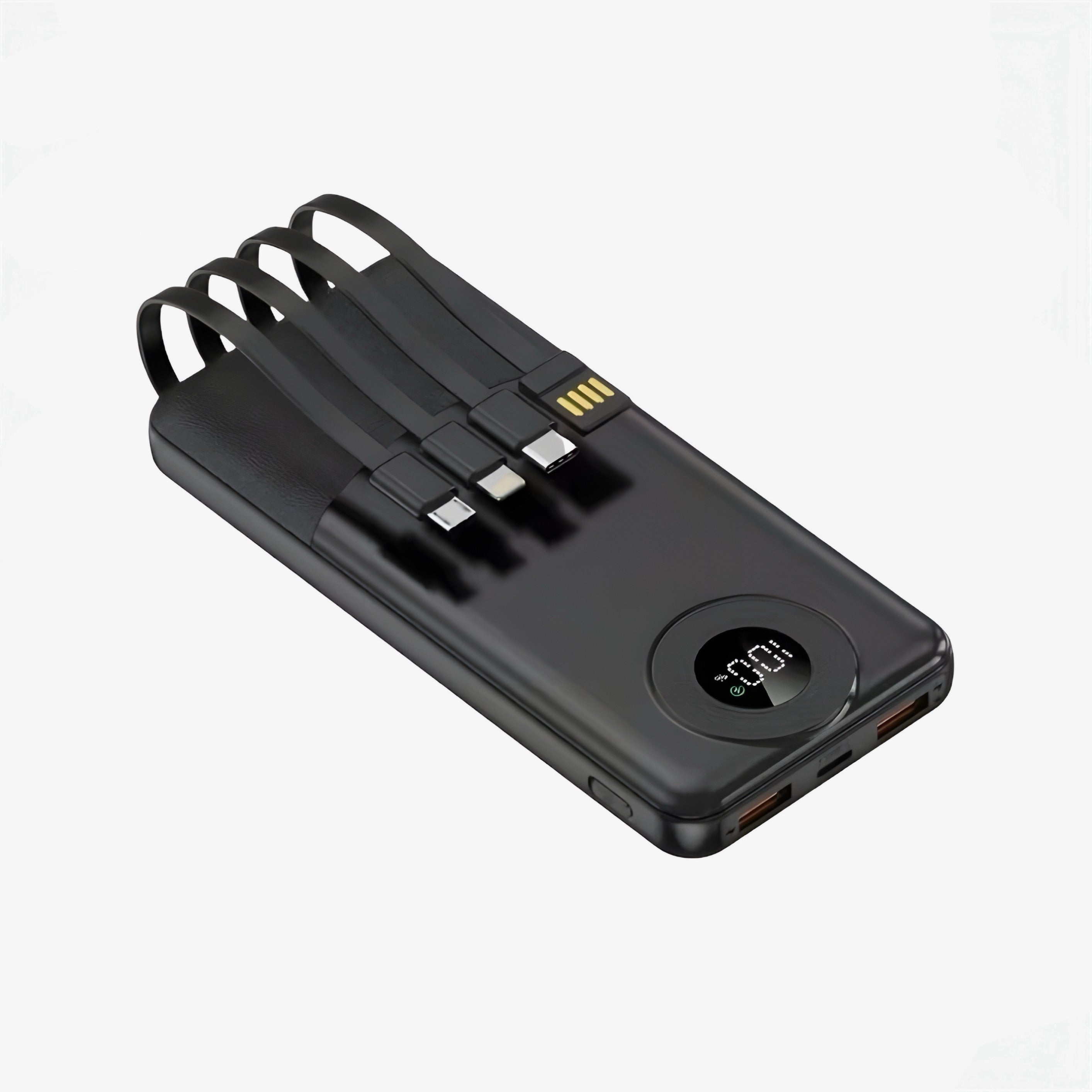 Batterie Externe - Hinne | 10 000 mAh - Universelle + Câbles intégrés ( Blanc )